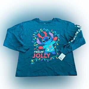 Juniors Disney Stitch Feelin’ Jolly Christmas T-shirt NWT